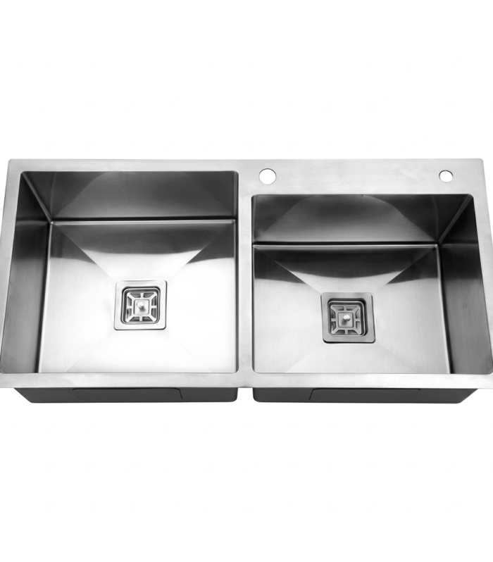 Handmade Sink Double bowl with faucet deck 304 grade  kitchen sink (32 x 18 x 9 inches)