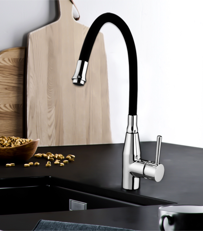 Single Lever Mixer for Kitchen Sink with side lever and high movable spout