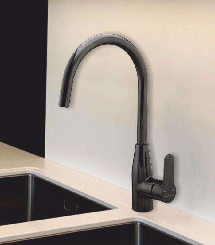 Single Lever Mixer for Kitchen Sink with side lever Swinging Spout Black finish
